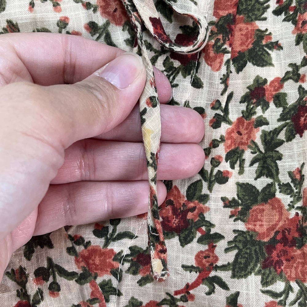 Free People Puff Sleeve Button Front Blouse Womens Medium Floral Cottagecore - Picture 7 of 14